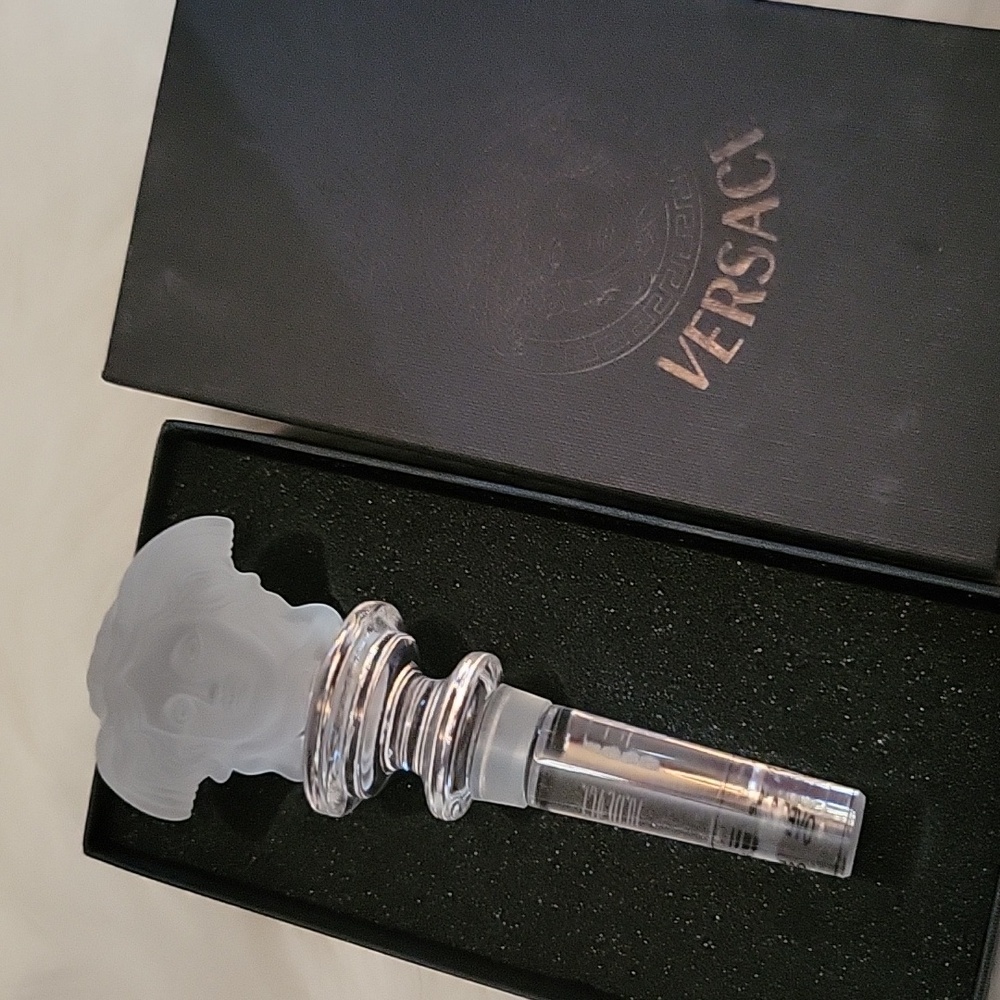 Clear Versace Bottle Stop in Box
